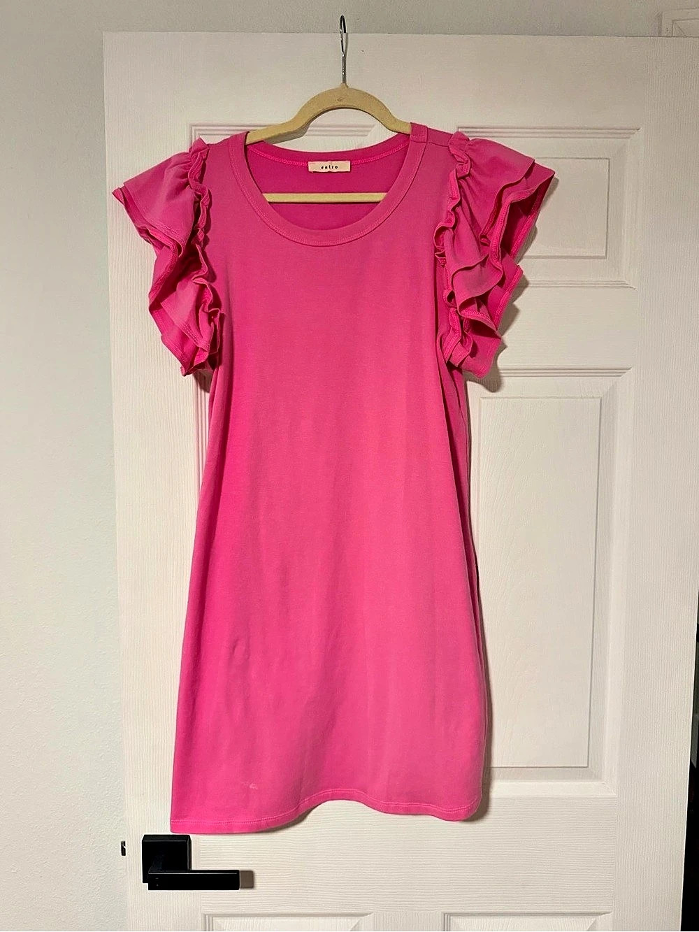 entro Pink Ruffle Sleeve Mini Dress